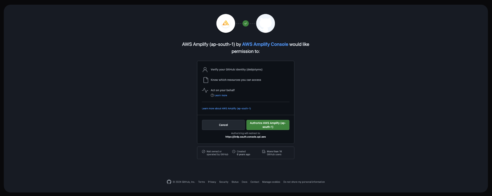 Screenshot: Step 4: Authorizing GitHub and Selecting a Private Repository