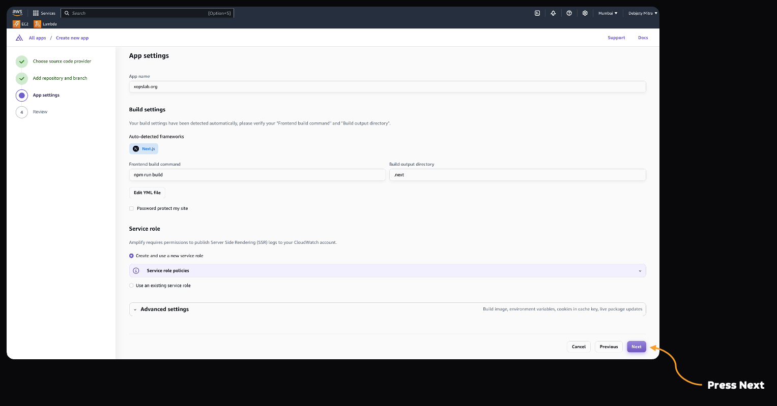 Screenshot: Step 6: Configuring App Settings