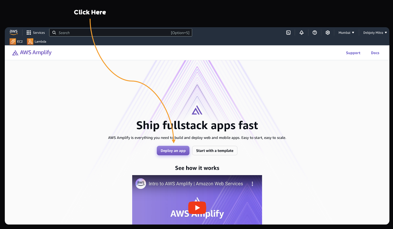 Screenshot: Step 2: Creating a New Amplify Application