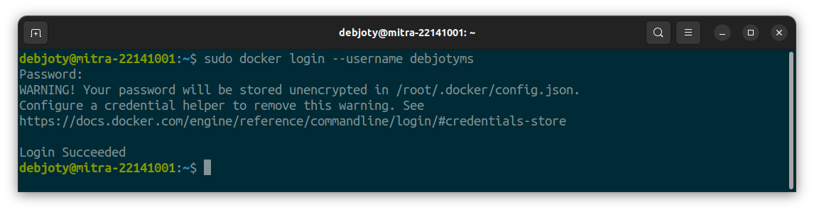 Screenshot: 7.4: Sign in to your Docker Account through CLI