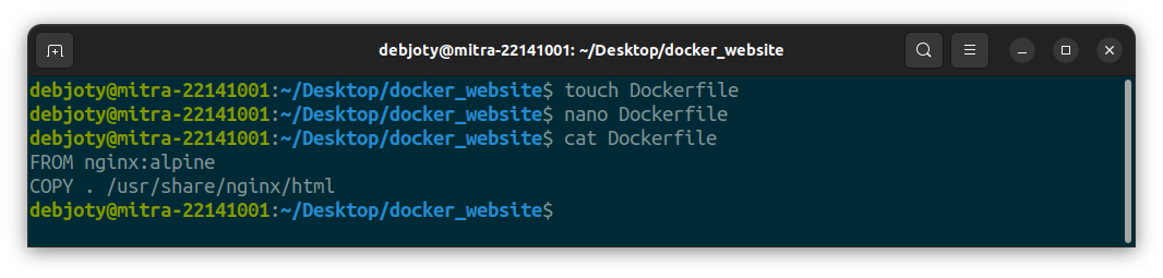 Screenshot: 9.3: Create a Dockerfile