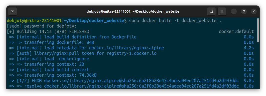 Screenshot: 9.4: Build the Docker Image
