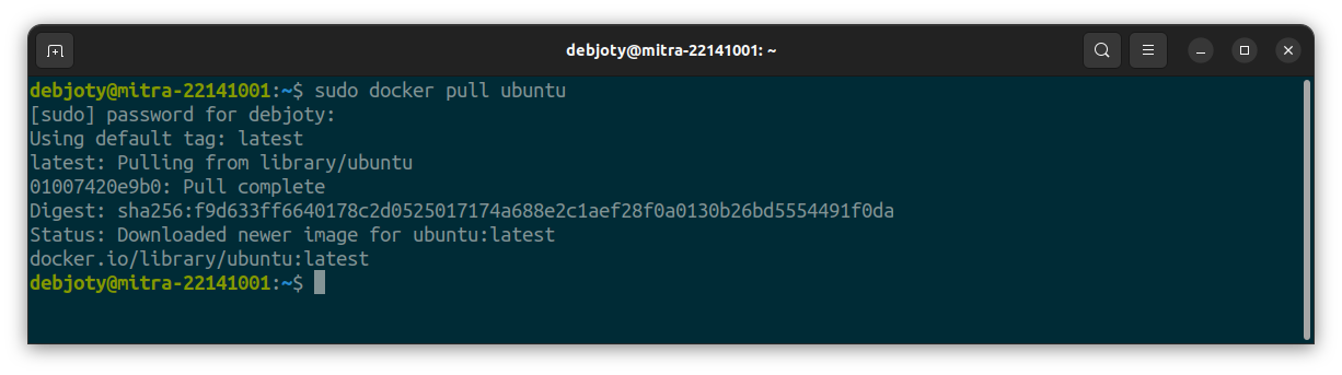 Screenshot: 2.2: Pulling an Image (docker pull):