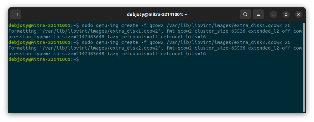 Screenshot: 8.1: Create qcow2 Disc File