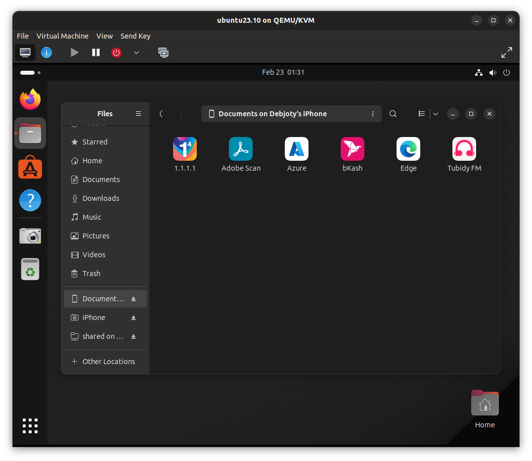Screenshot: 5. Connect the guest OS with a phone
