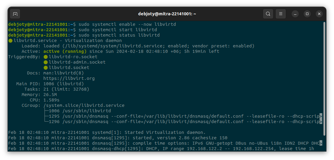 Screenshot: 1.5: Enable & Start Virtual Deamon