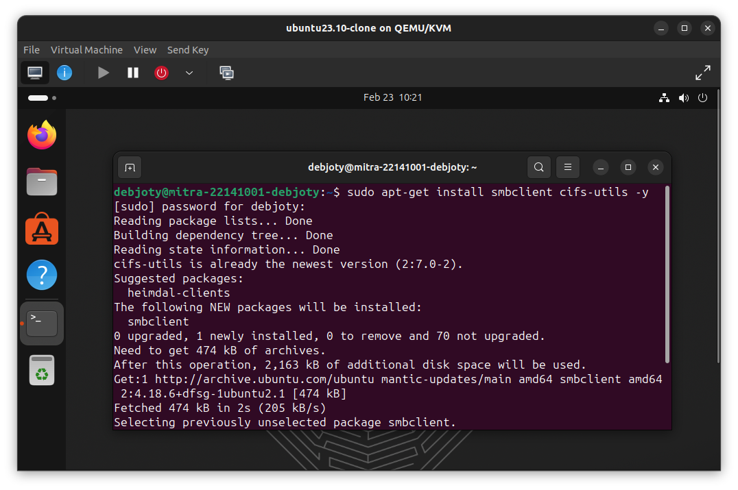 Screenshot: 4.6: Install Samba Client on Guest OS: