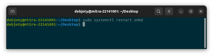 Screenshot: 4.5: Restart Samba and Others