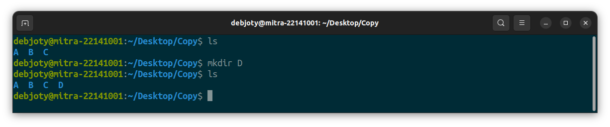 Screenshot: 17. mkdir