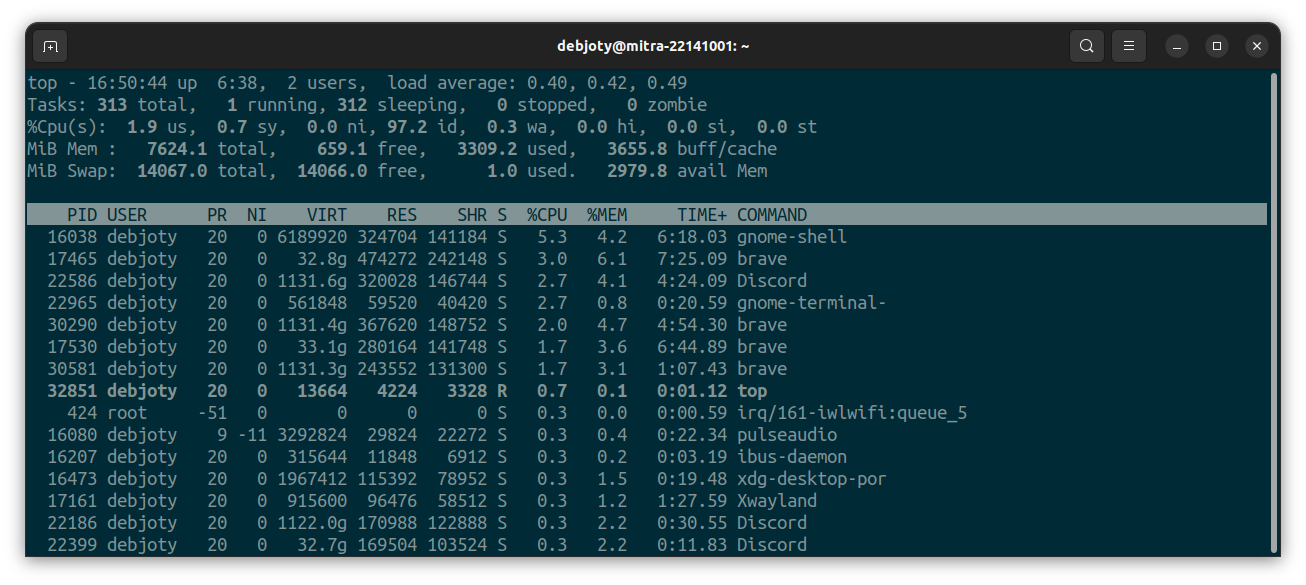 Screenshot: 9. top
